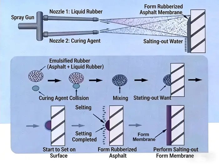 Spray-Applied Rapid-Setting Rubber Asphalt Waterproof Coating for Bridge Decks